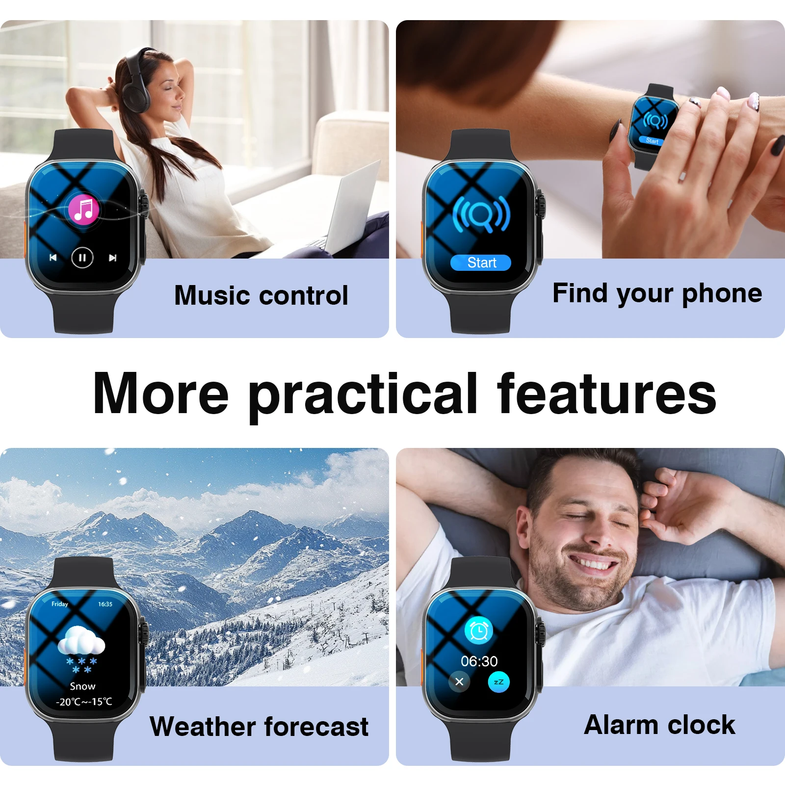 Smart Watch with Call Function, Weather Display, Camera Control, Sports Mode, Music Controls & Alarm Clock for Daily Use