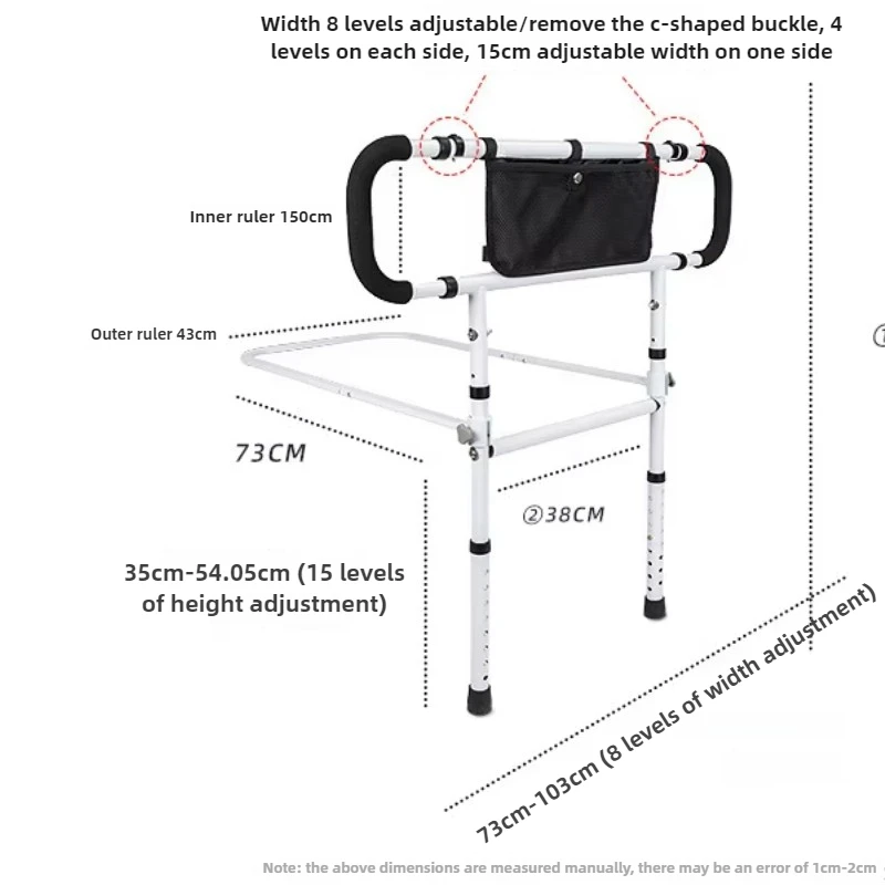 مقبض مساعدة للسرير قابل للطي من الفولاذ الكربوني لكبار السن والنساء الحوامل أداة مساعدة على الحركة المنزلية بجانب السرير أداة مساعدة مرتفعة #6