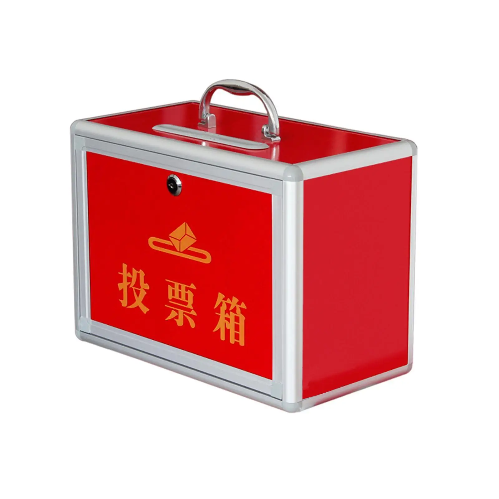 Ballot Box with Slot Donation Box with Lock,Metal,Multifunction Red Portable