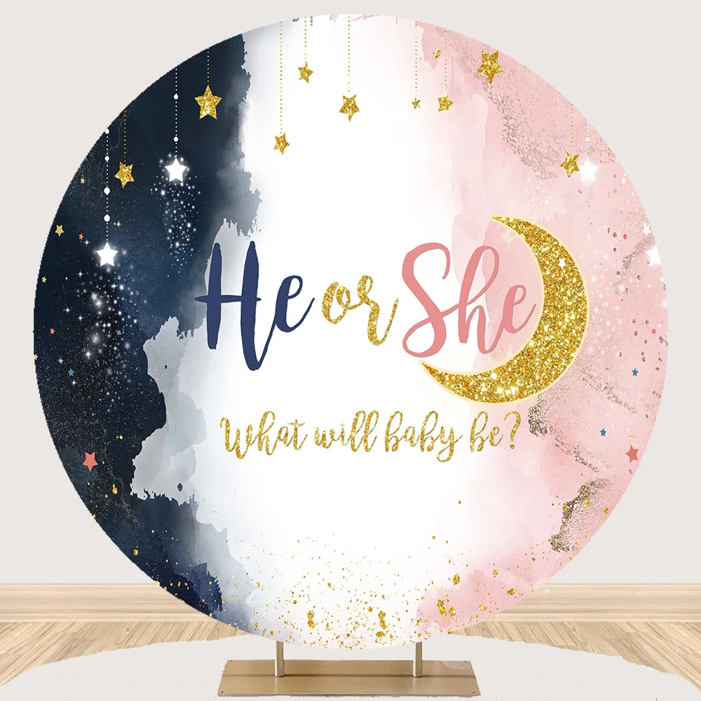 Baby Gender Reveal Party Round Photography Background Prop Boy Girl Birthday Various Custom Backdrop Newborn Portrait Studio