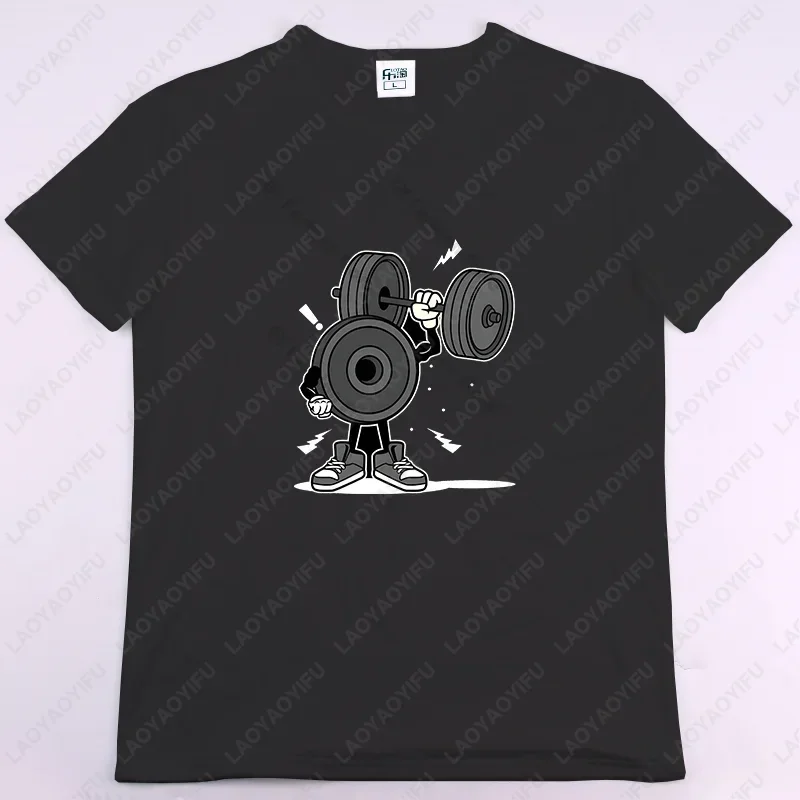 BUNS OF STEEL 토끼 피트니스 웃긴 체육관 쥐 보디 빌딩 Crewneck 여성 T 셔츠 캐주얼 반소매 남여 심플 스타일