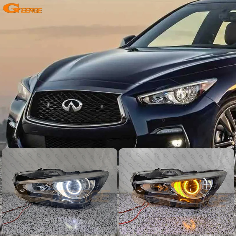 

For Infiniti Q50 V37 Q70 Q70L Y51 Nissan Skyline Excellent Ultra Bright Day Light Turn Signal LED Angel Eyes Kit Halo Rings