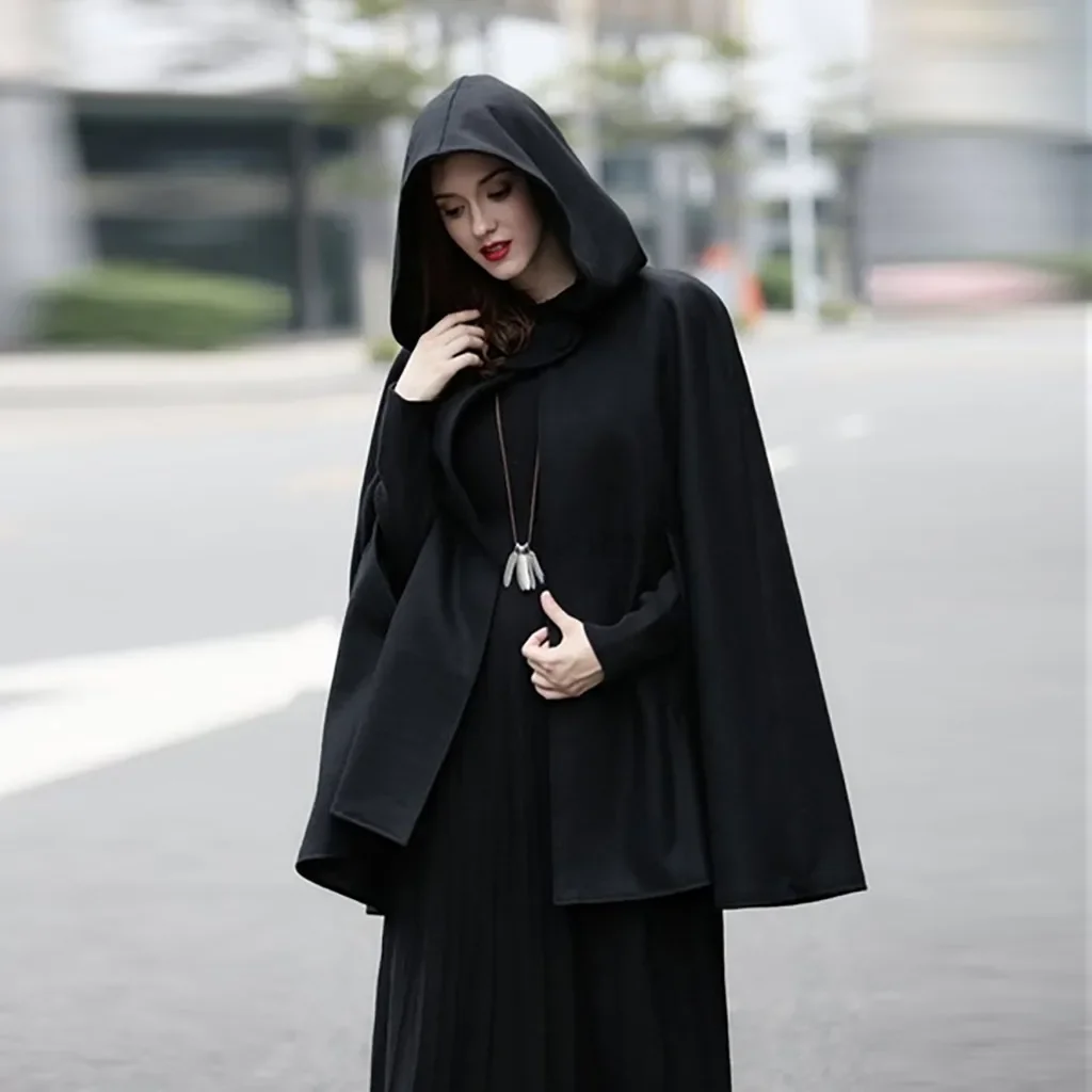 Medieval Vintage Multicolor Hooded Cape Coat Women Winter Vintage Elegant Viking Robe Capes Costume Loose Shawl Long Cloak 3XL