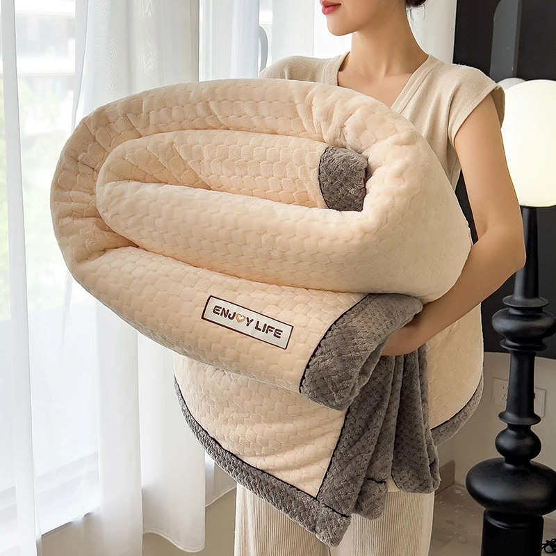 

New Carved Velvet Warm Autumn Winter Blanket for Bed Sofa Couch, Soft Fluffy Sofa Blankets, Cozy Warmth Coral Fleece Sofa Cover