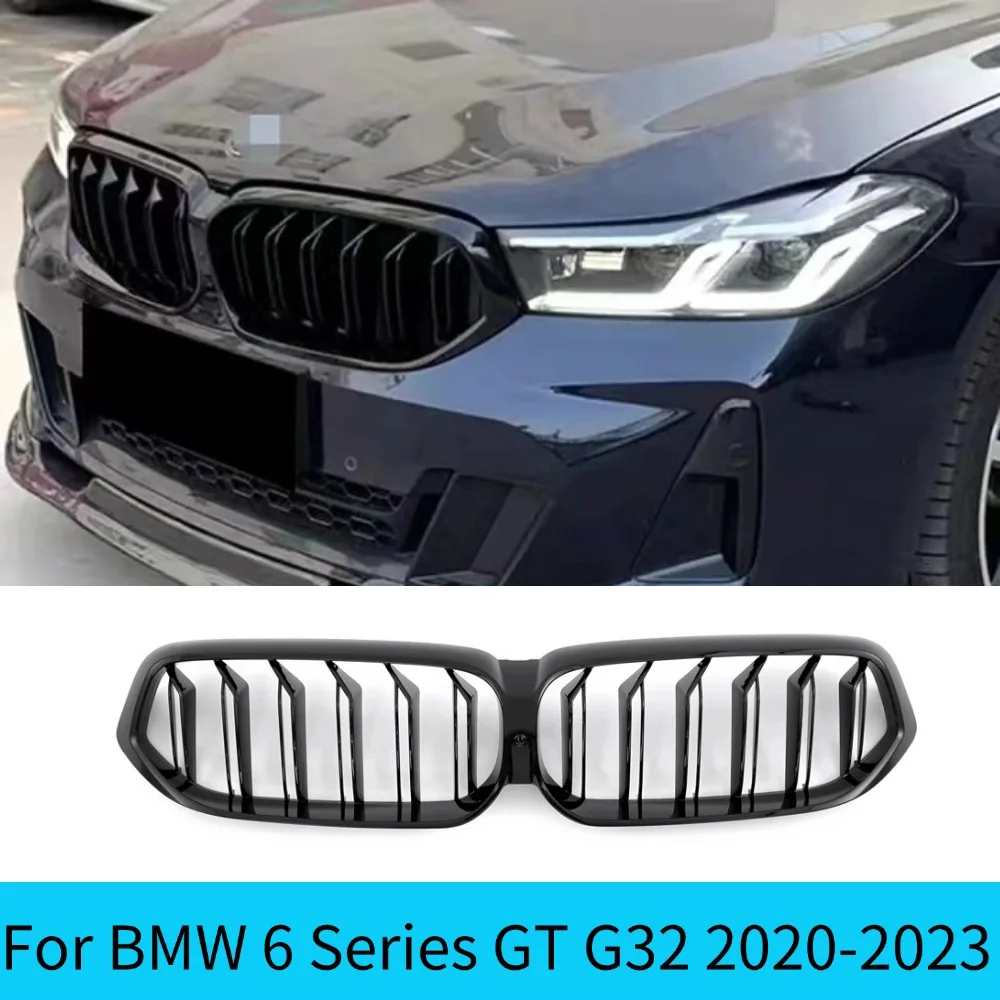 For BMW 6 Series  G32 2020-2023 Bumper Grill Hood Mesh Modification PartABS Bright Black Front Inlet Radiator Grille