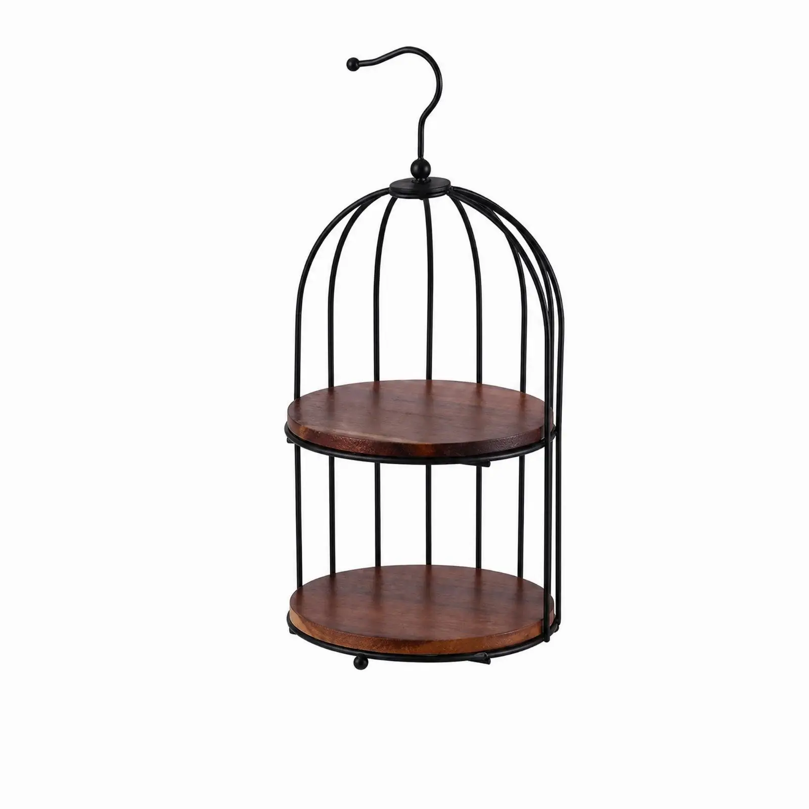 Wooden Pastry Display Stand with Metal Cage Design for Dessert Table Wedding Buffet Setup