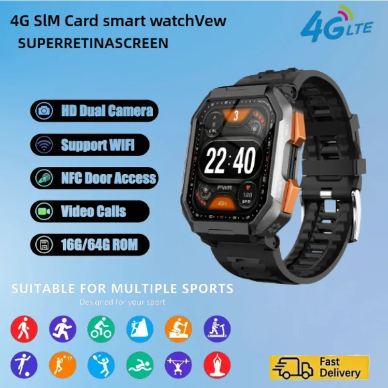 

Новые умные часы 4G 1,98 дюйма IPS 320*385Sim-карта с двойной камерой видеозвонок WIFI GPS-позиционирование Android 8,1 мужские умные часы