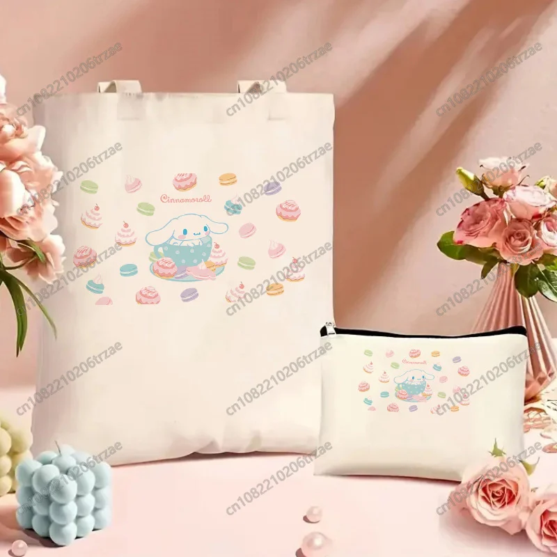 

Милый набор сумок с принтом Синаморолл и Единорогом: простые холщовые сумки для покупок, модные повседневные сумки для девочек, сумка-тоут, косметичка