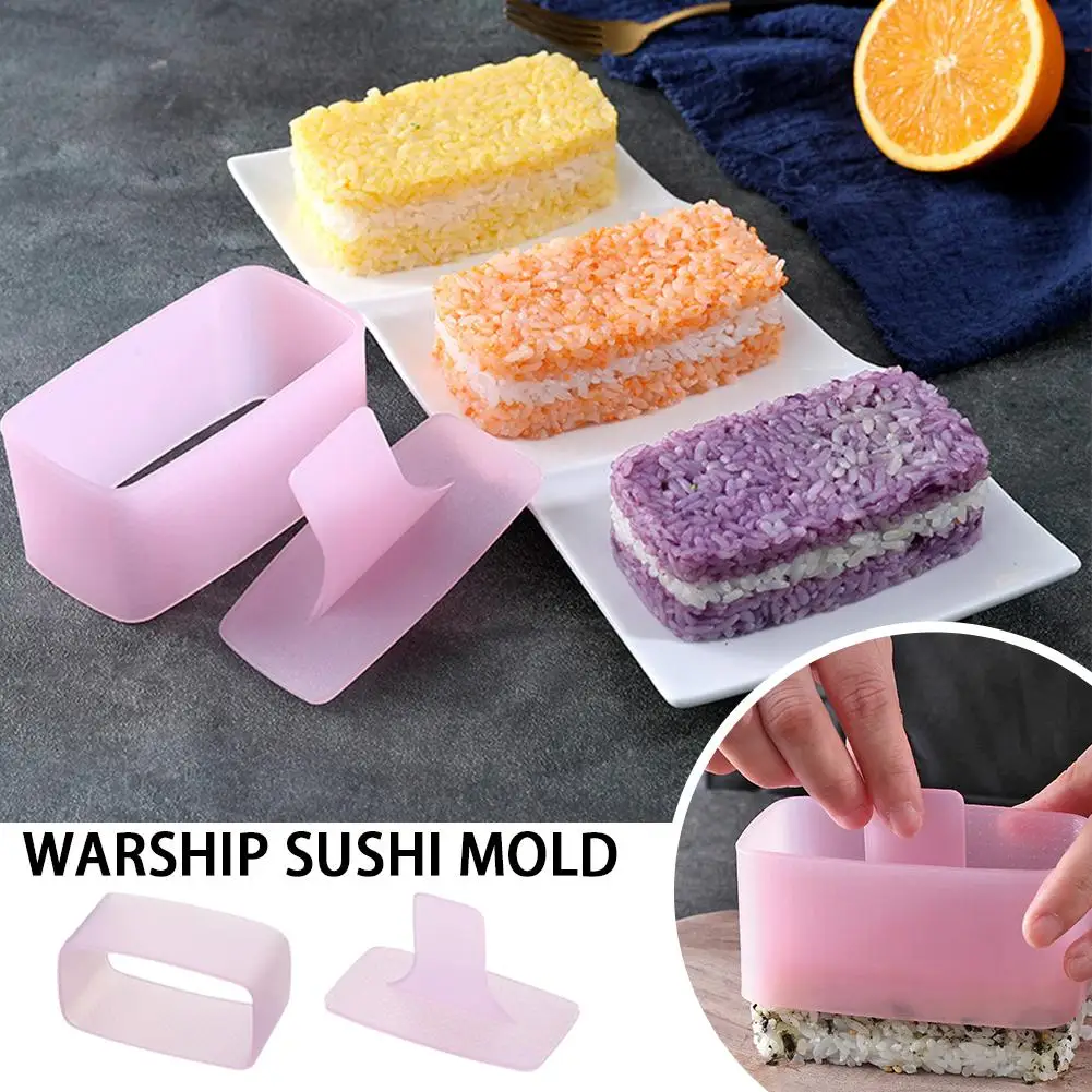 Molde de Sushi Rectangular, prensa para hacer Sushi con cuchara de arroz, Kit de fabricación de moldes de producción de alimentos complementarios seguros para niños
