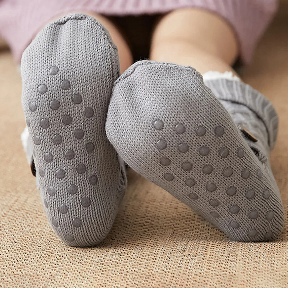 

Thicken Fleece Socks Rubber Sole Women Warm Slippers House Indoor Nonslip Thermal Christmas Gifts Cartoon Design Winter Holiday