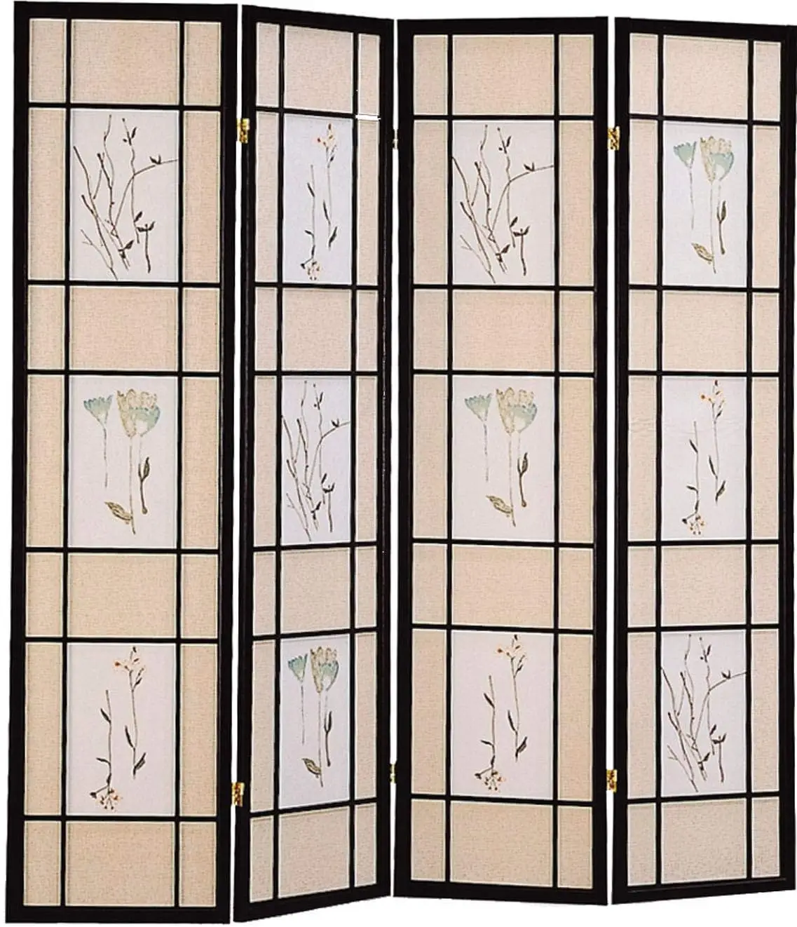 Four Panel Folding Room Divider Screen Colorful Landscape Canvas Art Wooden Frame Partition Screen Folding Privacy Screen Display Shelf Storage Rack Stand For Home Office Bedroom Decor, Multi