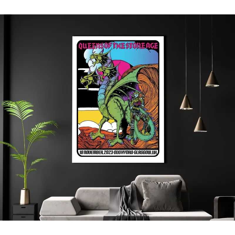 Queens of The Stone Age Rock Metal Band Poster QOTSA Gig Music Album Cover Canvas Painting Wall Art for Living Room Home Decor
