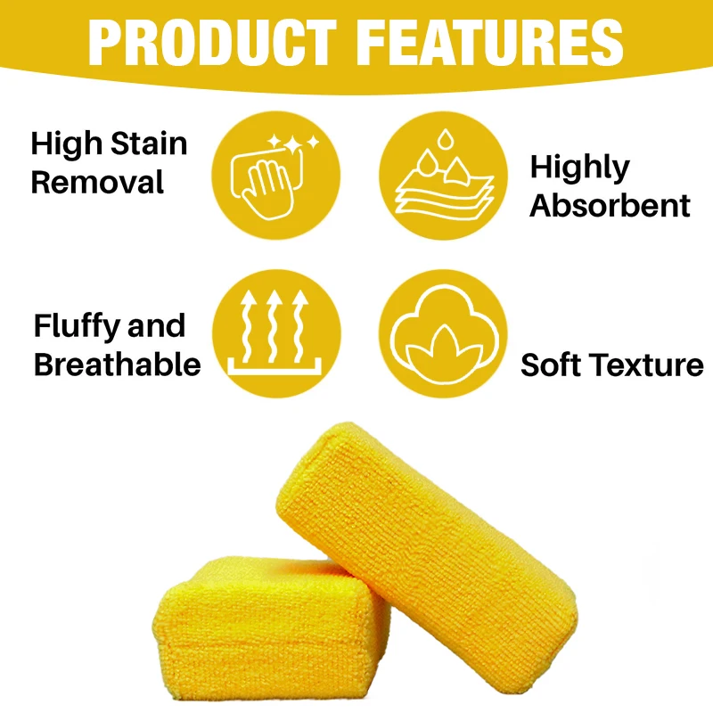 Microfiber Applicator Pads, Premium Microfiber Sponge, Car Wash Sponge and Cleaning Pads, Perfect for Effortless Wax, Sealant