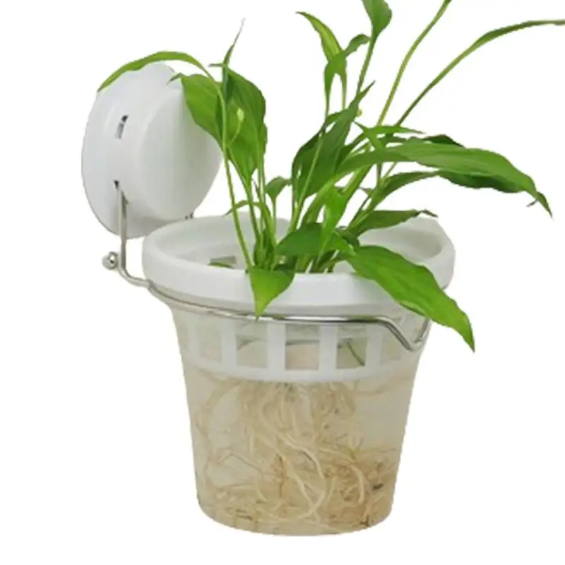 Self Watering Wall Plant Pot Punch-free Modern Plant Pot Dual Layer Design White Flower Pot With Drainage For Hydroponic Plants