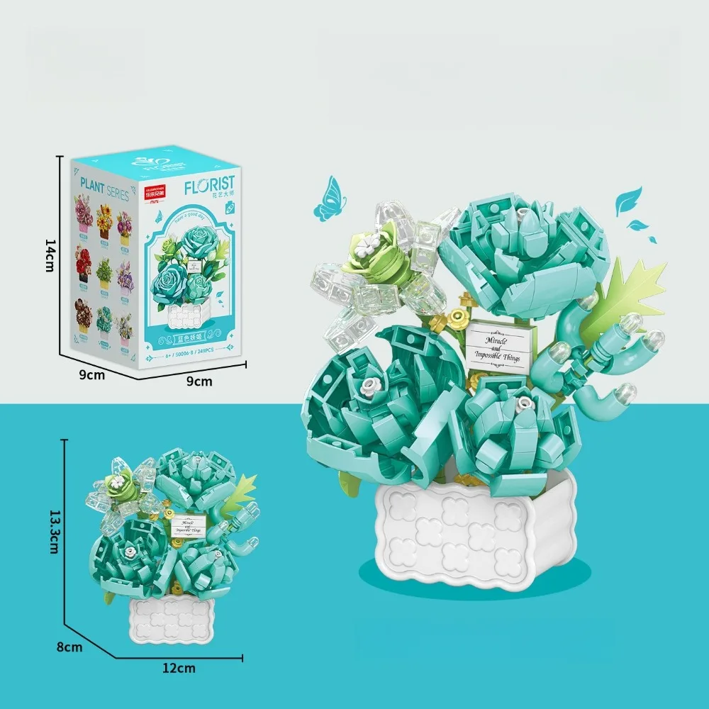 

Floral Shape Building Block Plastic Mini Particle Eternal Flower Basket Rose Carnation Jasmine Assemble Bricks Educational Toy