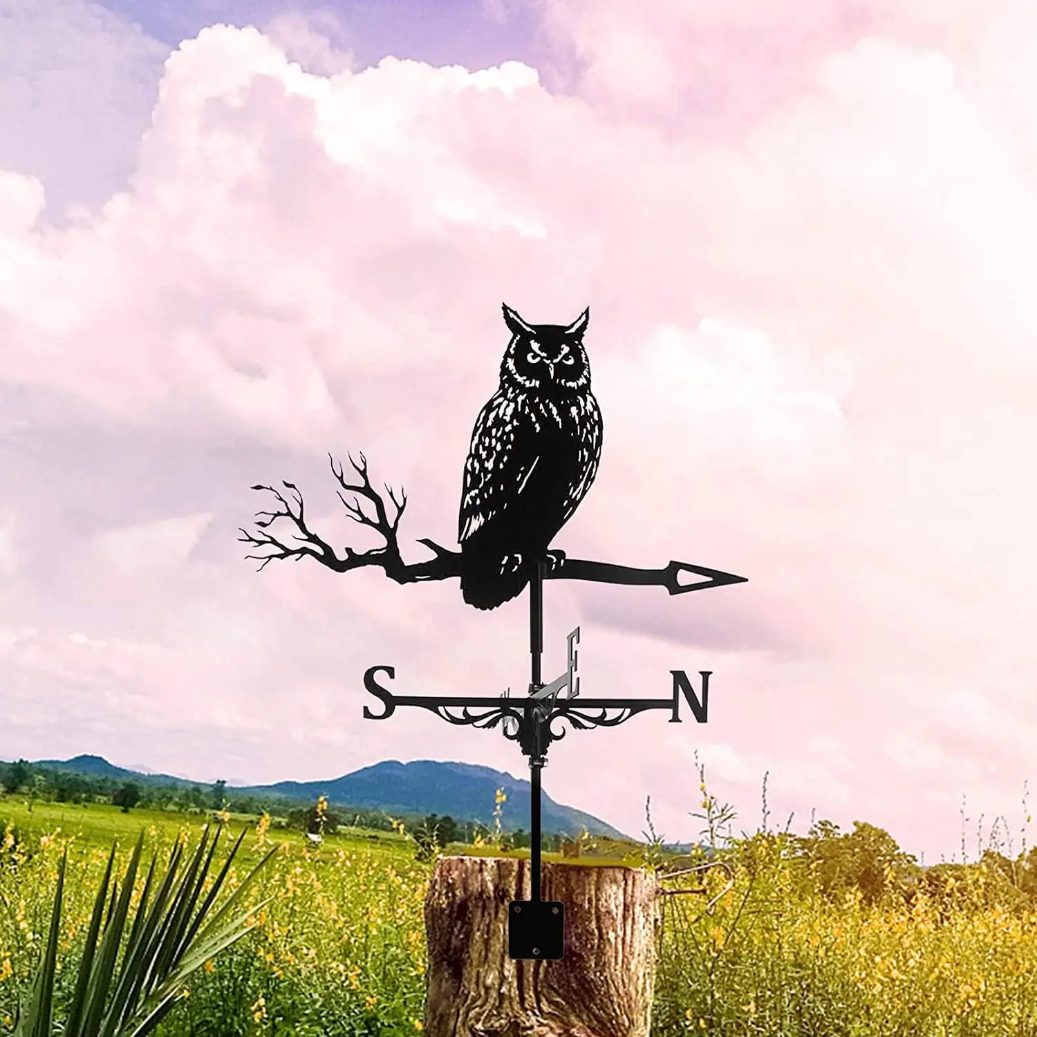 The Witch Metal Weathervane,Stainless Steel Weather Vane With Roof Mount Roof Garden Decorations For Outdoor Farm Yard Garden