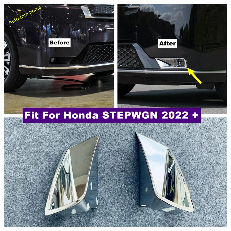 

ABS Chrome Front Bumper Fog Light Lamp Decoration Frame Cover Trim Fit For Honda STEPWGN 2022 2023 Car Accessories