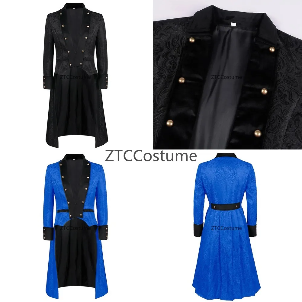 

Victorian Gothic Tailcoat Medieval Long Coat Steampunk Renaissance Jacket Vintage Gothic Clothing for Men Cosplay Costume