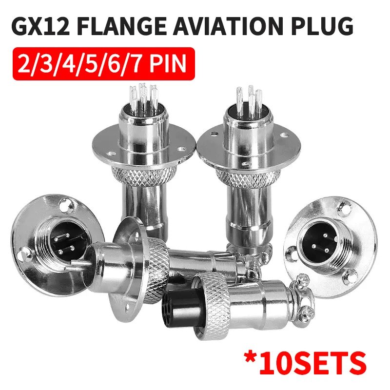 

10sets GX12 Flange mounting 3-hole fixing aviation connector plug&socket 2/3/4/5/6/7/8/9/10/12/14pin circular connectors