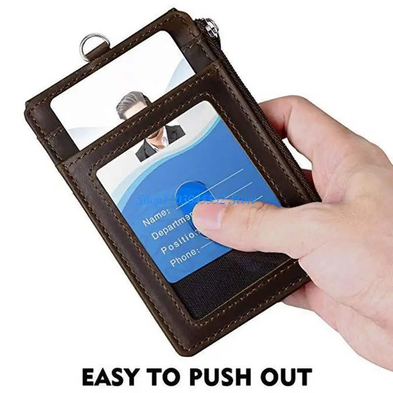 หนัง Badge ผู้ถือบัตร Lanyard บัตรเครดิตสำหรับกรณีธุรกิจ