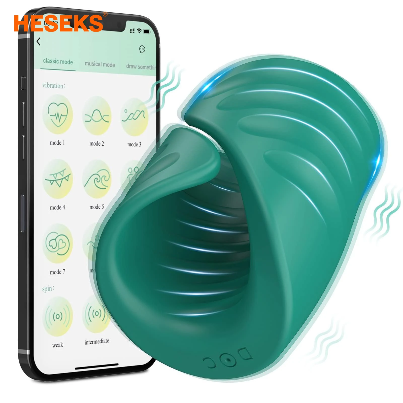 HESEKS Male Masturbator Penis Training Glans Trainer Stimulator Vibrator with APP Control Delay Cock Ring Glans Trainer for Men