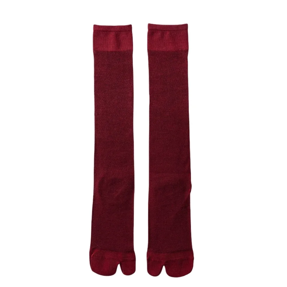 

Soft Solid Color Knee High Stockings Mesh Ultra-thin Ruffle Two Toe Socks Hosiery Breathable Calf Long Socks Summer