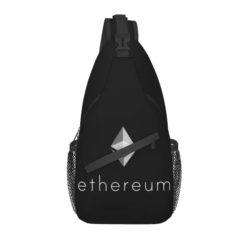 Ethereum Logo Sling Crossbody Backpack Men Bitcoin Crypto Cryptocurrency Btc Blockchain Shoulder Chest Bag for Camping Biking