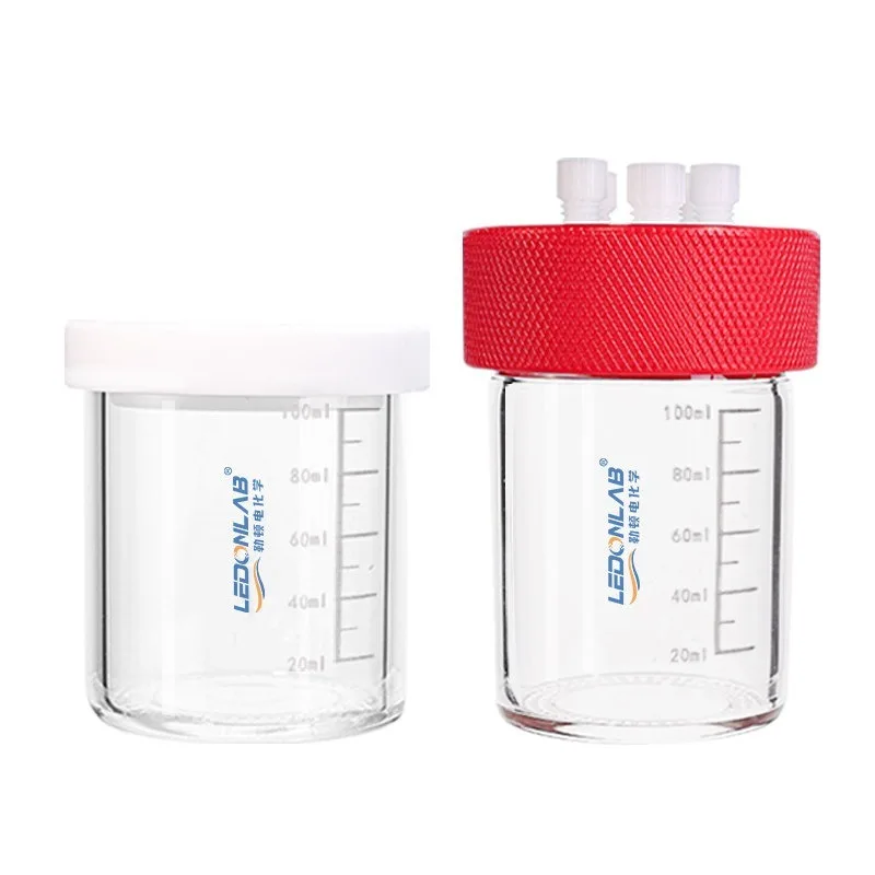 H-Type Quartz Electrochemical Cell, 5-Port Sealed, 3-Electrode & 2-Vent, Single/Double Lay