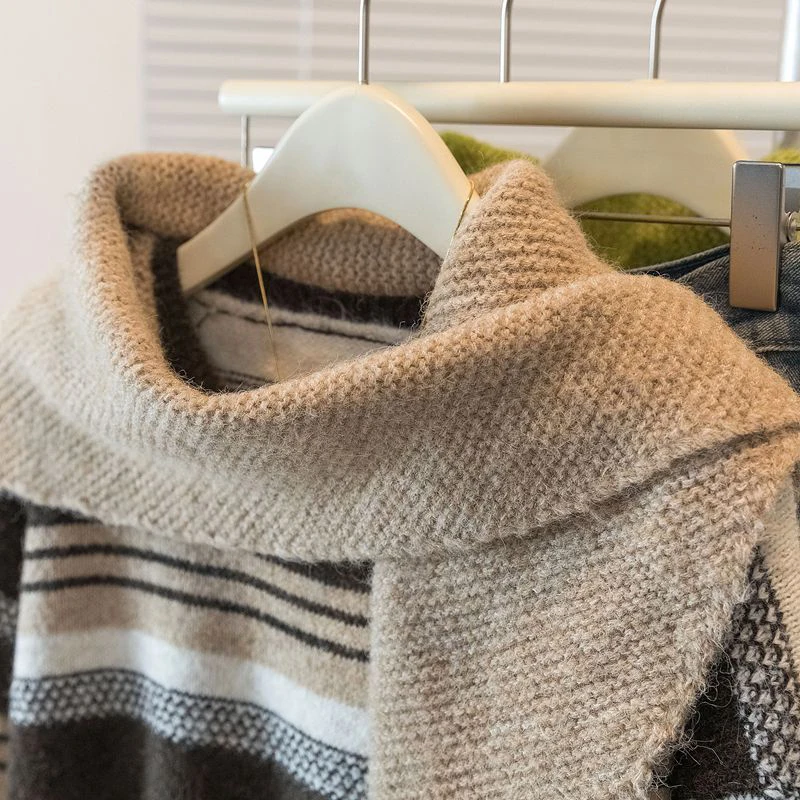 일본식 스트라이프 니트 스웨터 여성용 달콤한 레이지 스타일 스카프 가을 겨울 풀오버 프레피 루즈 캐주얼 O넥 니트웨어 점퍼