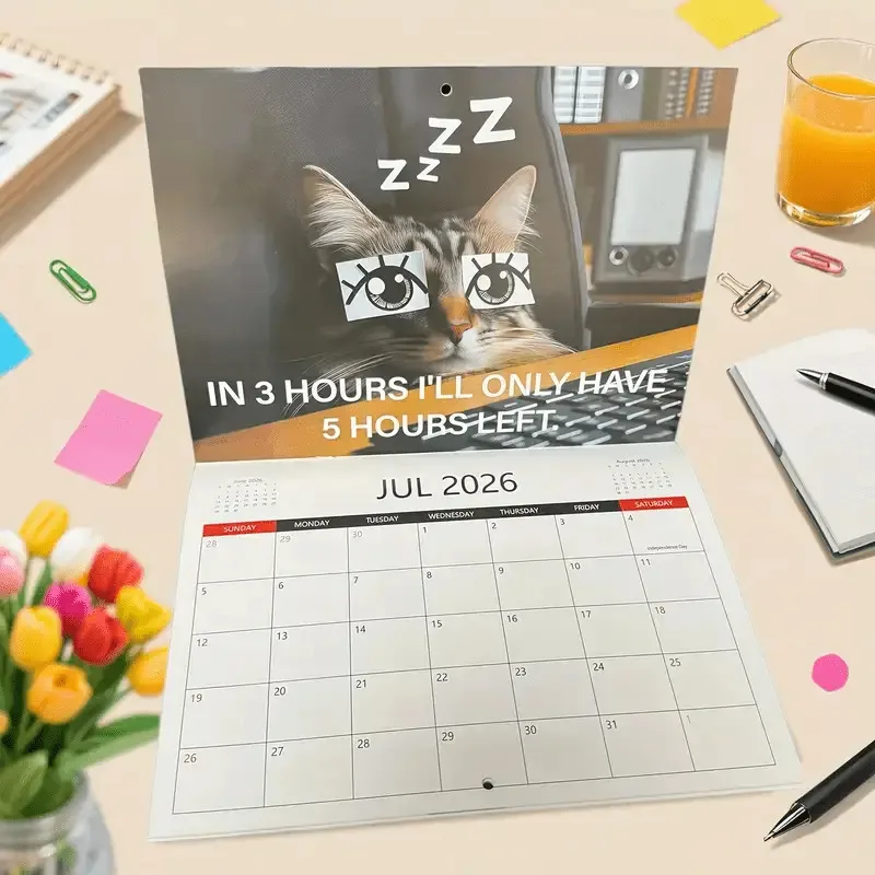 2026 Interesting Corporate Cat Calendar ，Office Daily Desktop Planner and Wall Calendar（1Month to Month12Date）