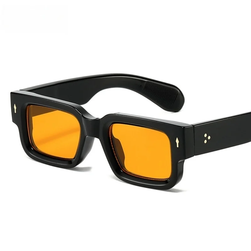 2025 Gafas de sol cuadradas de color naranja de alta calidad a la moda para mujeres y hombres, gafas de sol de montura gruesa de diseñador de lujo, gafas clásicas