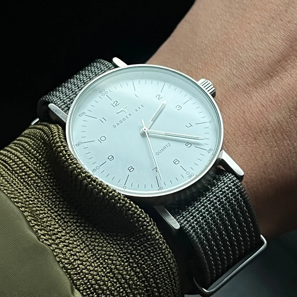 Watches for Man Simple Bauhaus Couple Quartz Watch NATO Strap Ultra-thin Stainless Steel Case