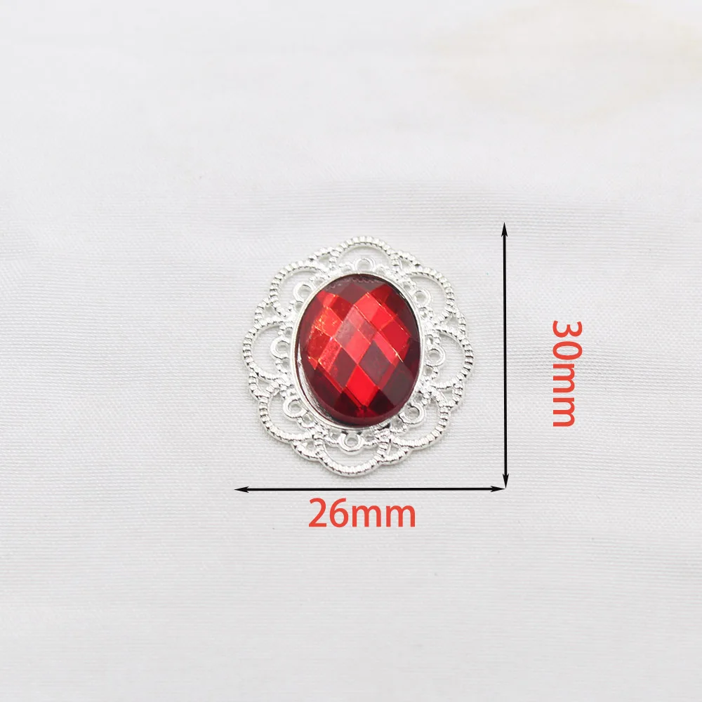 5pcs/OHXSIP`Metal Alloy Glass Oval Flower Button DIY Cheer Item Lolita Skirt Anime Sticker Holder Decoration Accessories