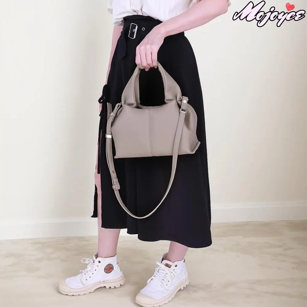 Fashion Cloud Shoulder Bag Ladies Retro Crossbody Bag Solid Color Dumpling Clutch Purse with Removable Strap Korean Tote Handbag