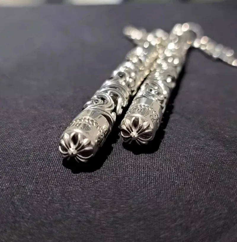 European Court Style Silver Hollow Cross Engraving Metal Signature Ballpoint Pen Gift Pen