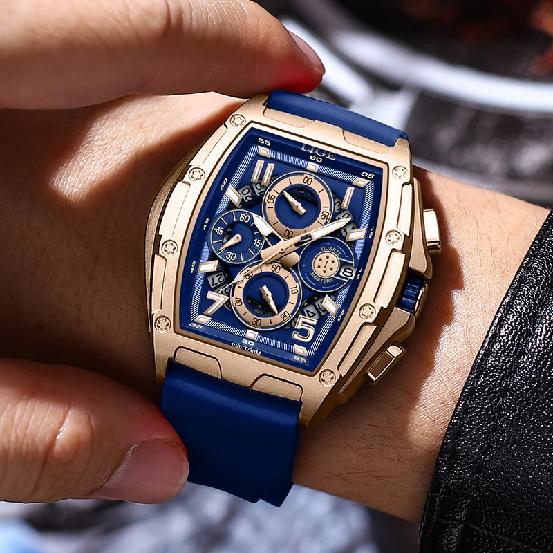 

LIGE Man Watch Top Brand Luxury Watches Mens Chronograph 3Bar Waterproof Luminous Stainless Steel Quartz Wrist Watch for Men