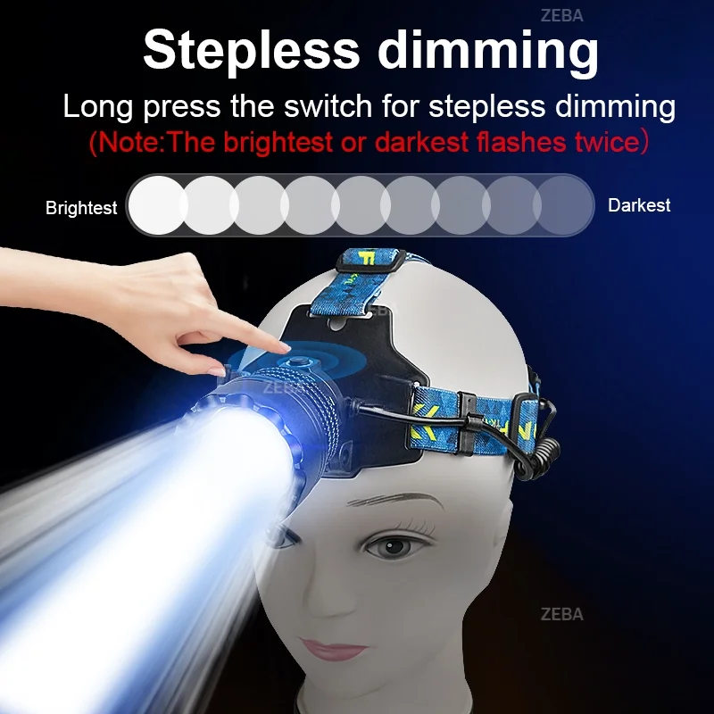 2026 Upgraded Headlamp 4 core Super Long Range Powerful LED High Power Zoom Headlight Strong Light Head Lamp Fishing Hiking Lamp