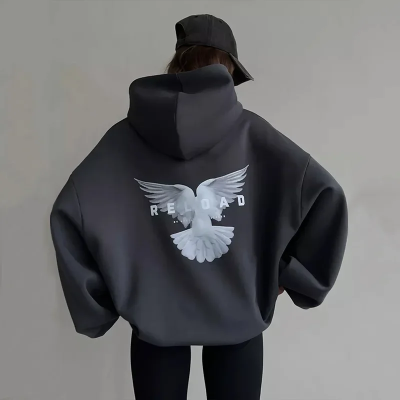 2025 New Hoodie Loose Oversized Hooded Back Printed Hoodie for Women