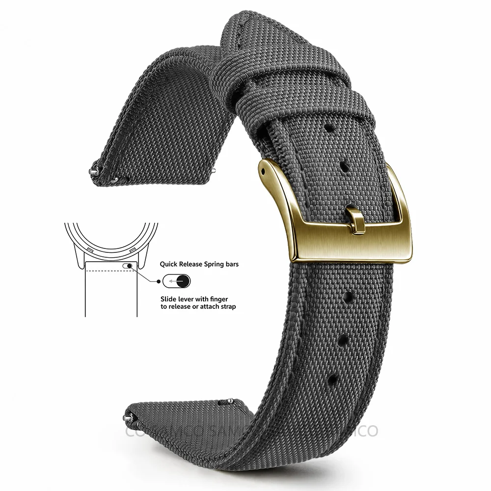 Hochwertige Segeltuch-Uhrenarmbänder, Premium Nylon-Uhrenarmbänder, 18mm 20mm 22mm Schnellwechsel-Uhrenarmbänder, für Herren und Damen