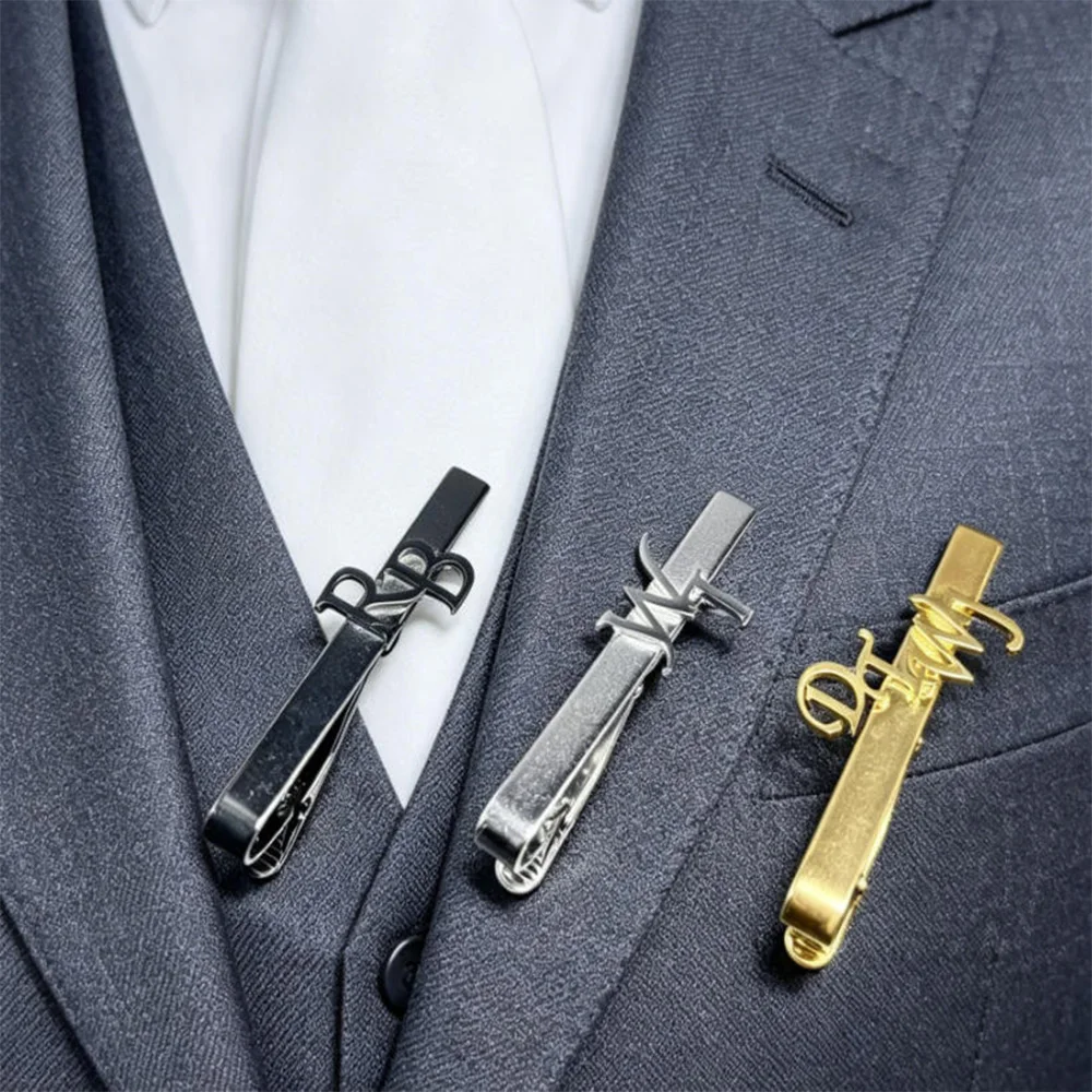 Customized stainless steel personalized groom tie clip suit shirt accessories Father's Day gift for boyfriend's anniversary gift