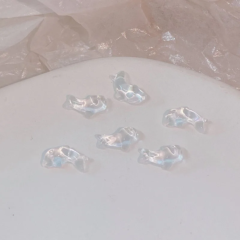 20pcs Clear 3D Cute Dolphin Nail Art Charms Crystal Rhinestone Nails Decoration Parts Design Supplies Manicure Accessories DIY