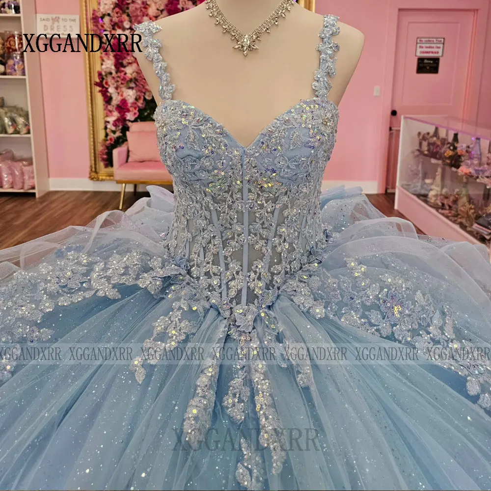 Customized Blue Quinceanera Dresses 2026 Luxury Princess Cinderella Off Shoulder Vestidos De 15 Años Sweet 15 16 Years Old Gala