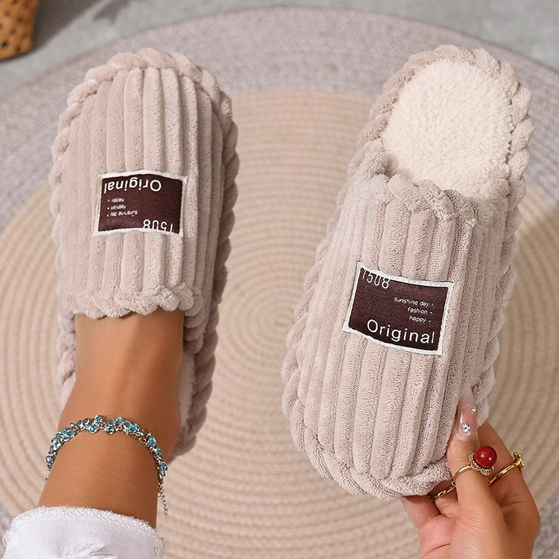 Warme Cord-Winterhausschuhe für Paare, rutschfeste Plüsch-Hausschuhe für Damen, leichte, bequeme Baumwollschuhe für Damen 2026 – Detail 13