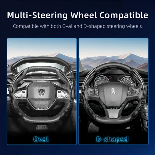Imagen 2 del producto Funda para Volante con Textura de Fibra de Carbono Compatible con Peugeot, Diseño Segmentado de Liberación Rápida, Duradera, para Modelos como 208 E-208, 2008 E-2008, 3008 E-3008, Partner, Rifter, 308 E-308, 408, 408X, 5008, etc.