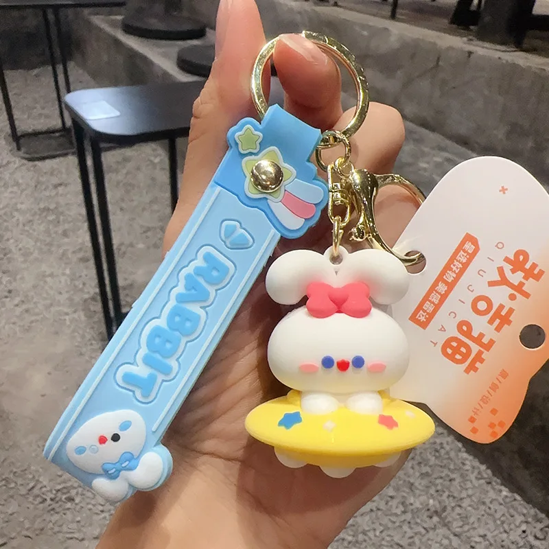 Cartoon Cute Bunny Doll Keychain Girls Rabbit Exquisite Bag Schoolbag Decoration Small Charm Car Key Small Pendant Festive Gifts