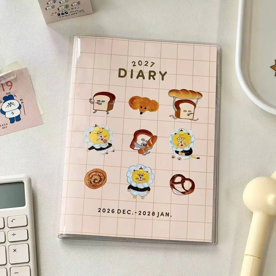 2027 Bread Notebook B6 Week Monthly Planner Cute Handbook Set Notebook Student  Office Accessories Stationery Daily Journal