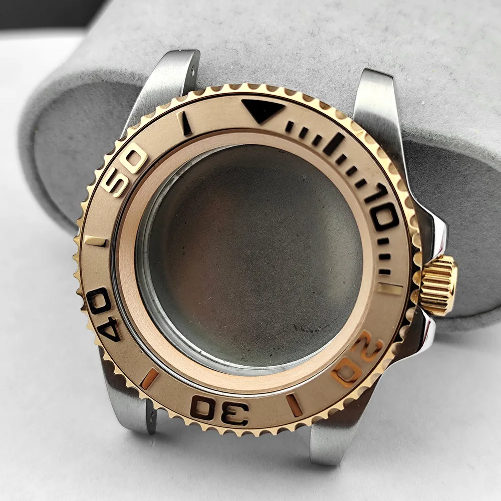 40,5mm Edelstahlgehäuse passend für NH35/NH36 Uhrwerk, Saphirglas, Ersatzteile, Zubehör, Silber, Schwarz, Roségold, Yacht-Uhrenbox – Detail 11