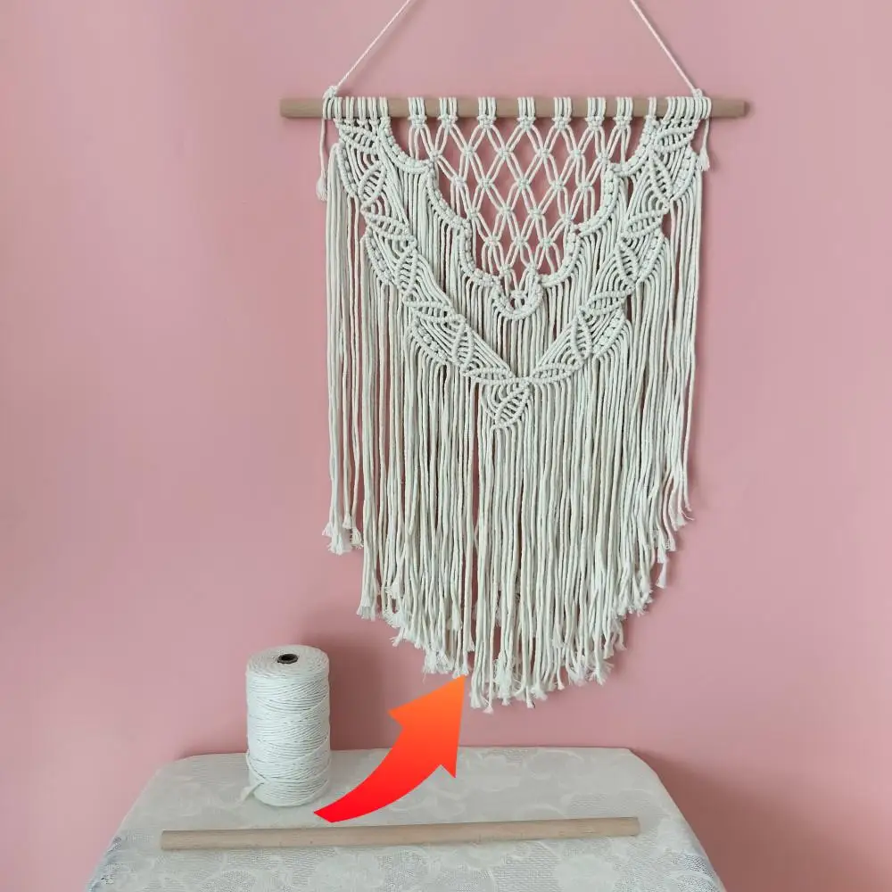 

Leaves Pattern Macrame Wall Hanging Kit 3mm 200 Meters Macrame Cord 50cm Wooden Stick DIY Easy Crafting Ideas With PDF Tutorials