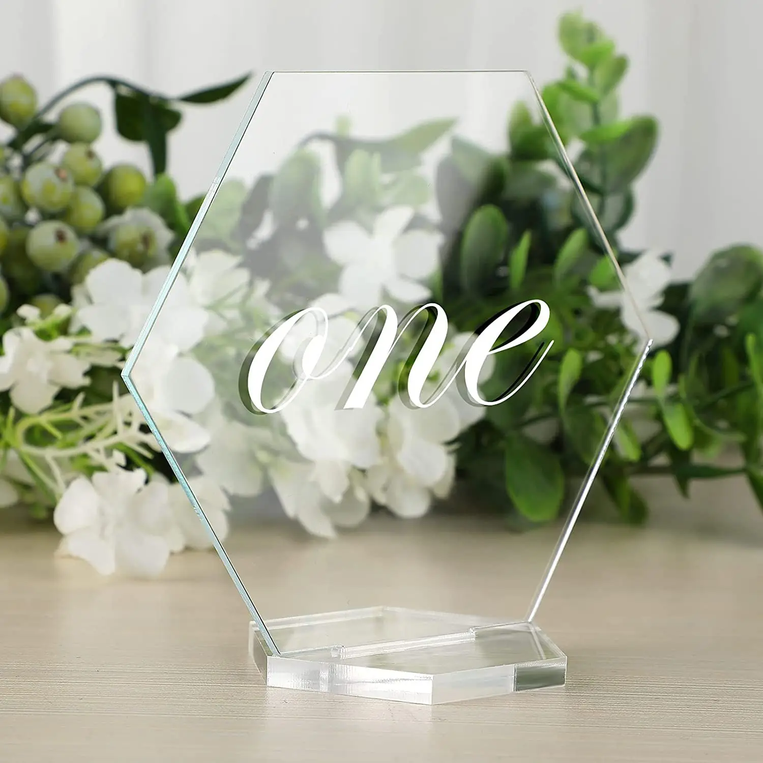 10/20Pcs Clear Blank Acrylic Hexagon Place Cards for Wedding Table 1-20 Clear Table Numbers Hexagon Place Cards with Stands