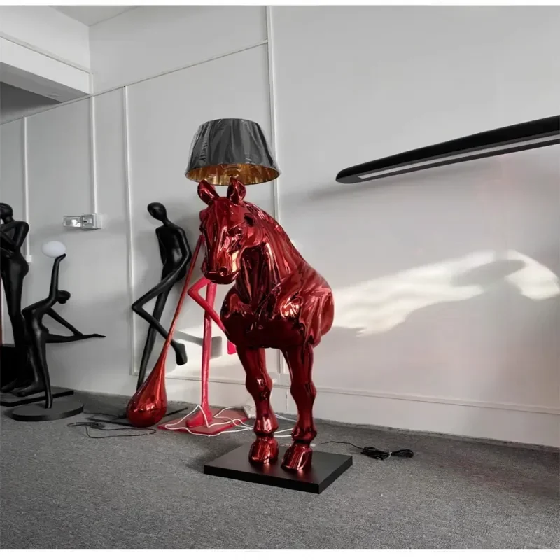 Light Luxury Horse Head Sculpture Wall Lamp Nordic Style Indoor Entrance Decorative Handicraft Ornament Floor Lamp for Villa